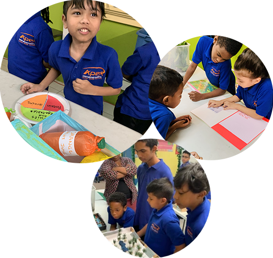 Apex Elementary learners participating in hands-on classroom activities